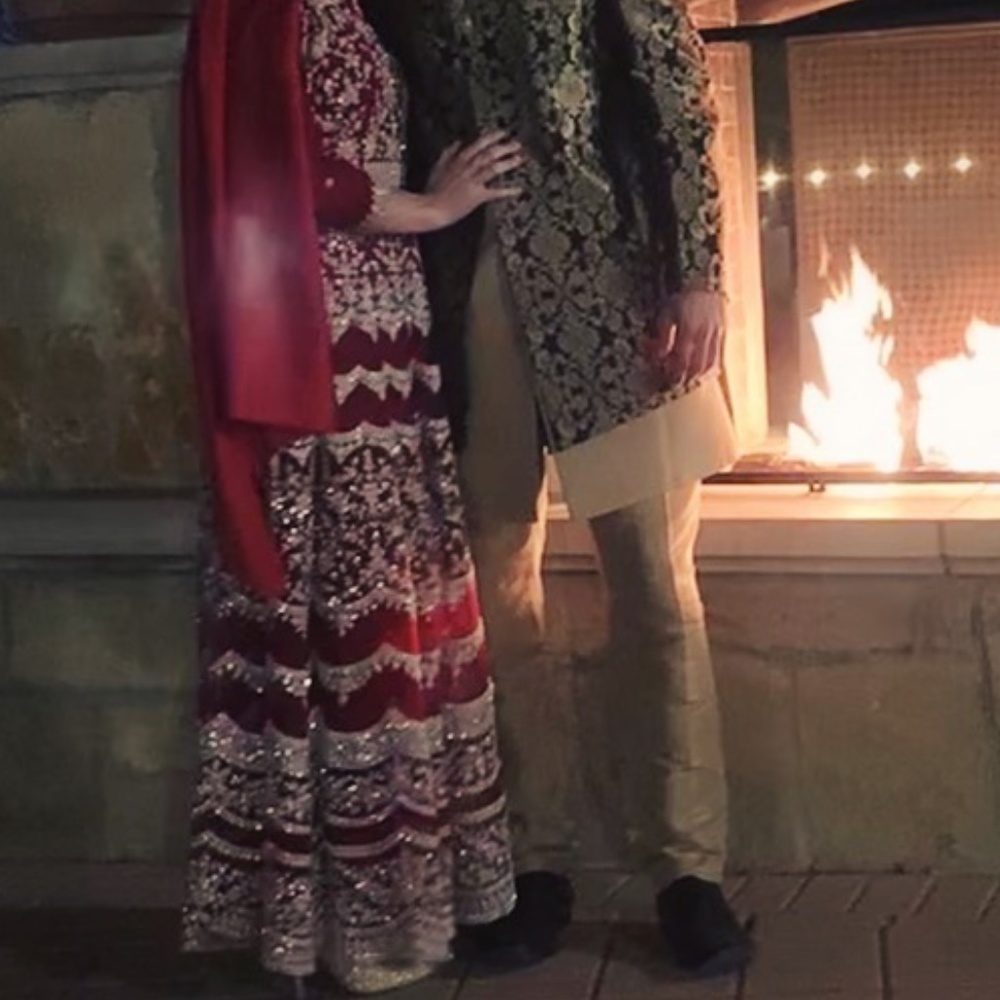 Red and gold Anarkali Gown Medium